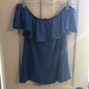 Lilly Pulitzer medium blue off the shoulder top